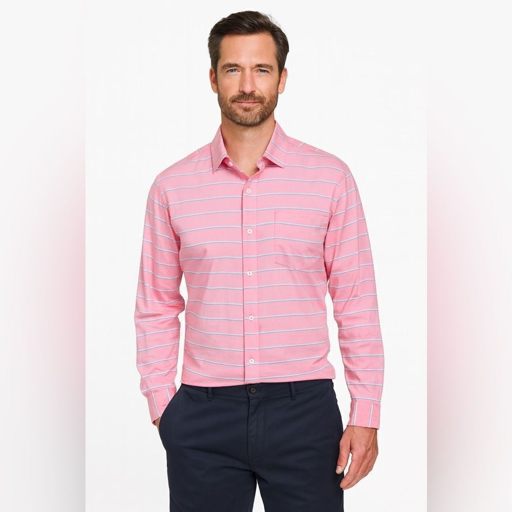 NWT Alan Paine Striped Button Down Shirt